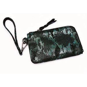 Policy Handbags Roo black iridescent snake print card holder pouch